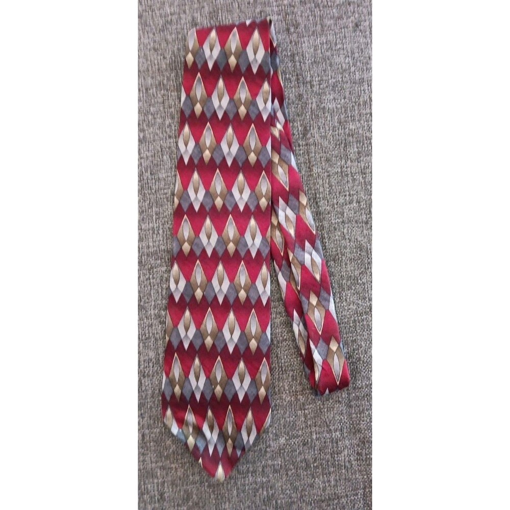 500 Tie 70s 80s 90s Y2K New Vintage Cocktail Collection Red Gray Brown 58 Inch